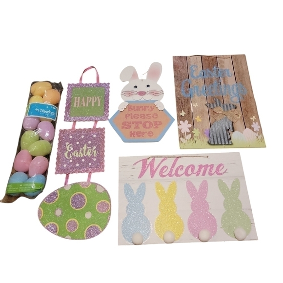 Easter Decor 4 hanging & 1 pack of sugar eggs sparkly fun & festive - Picture 8 of 13